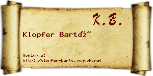 Klopfer Bartó névjegykártya